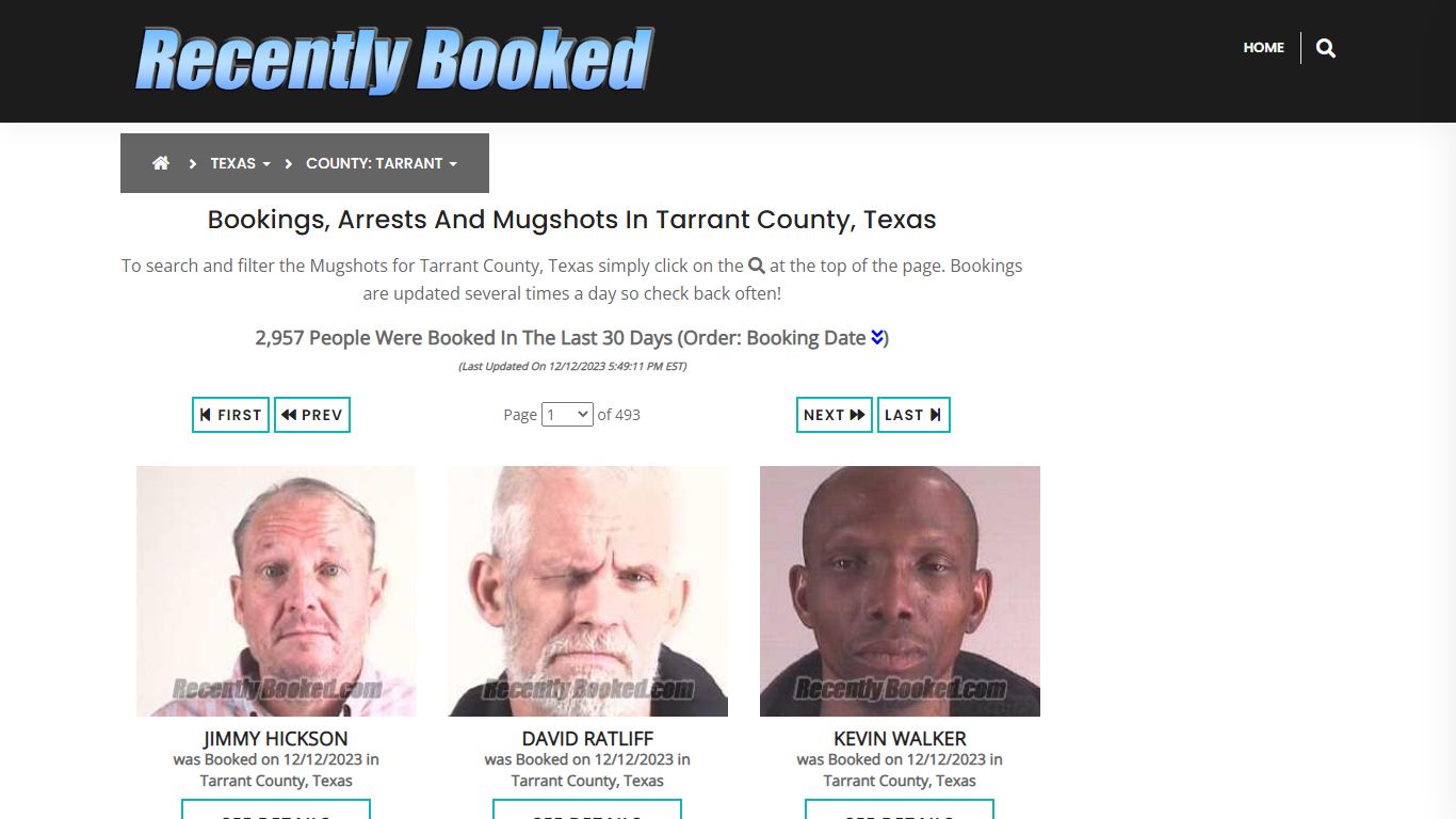Recent bookings, Arrests, Mugshots in Tarrant County, Texas
